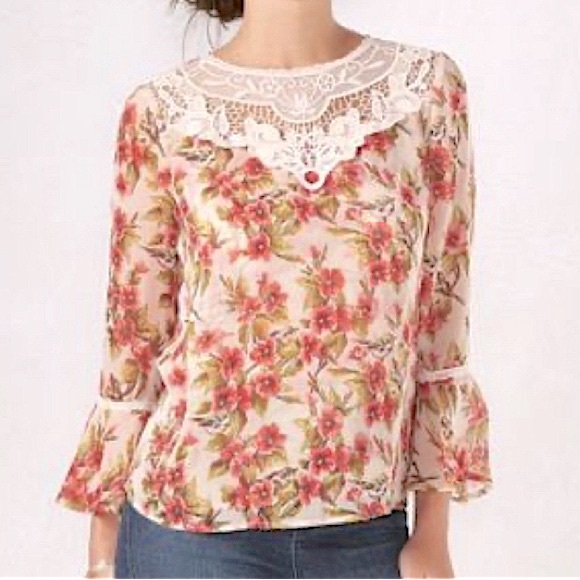LC Lauren Conrad Tops - Lauren Conrad x Disney Snow White Blouse (Peach Floral)